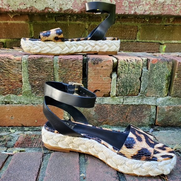 Vince Camuto Defina Leopard Print Espradrille Platform Sandals Size 8M - Picture 7 of 10